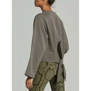 Varley Weymouth Crewneck Sweatshirt Tie Back Cut Out Olive Womens Size Medium